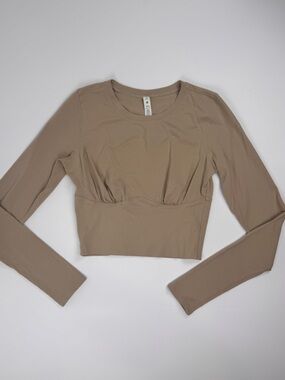 lululemon athletica Long Sleeve Ruched Front Top - Taupe